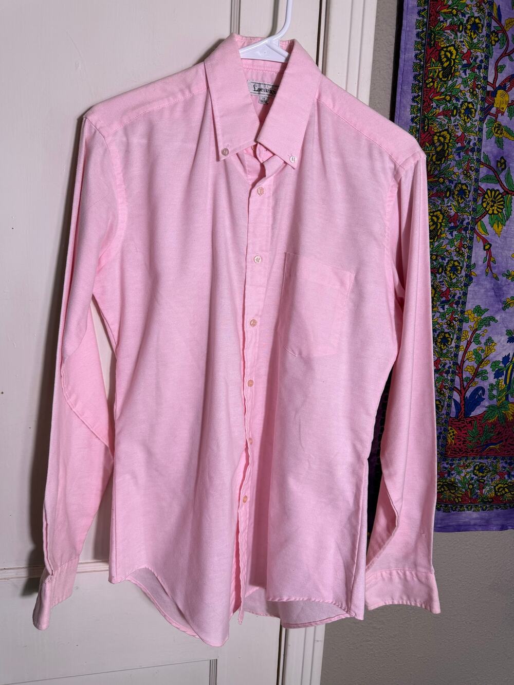 Lucasini Pink Oxford Button Down Shirt 15 35/35 Long Sleeve Preppy